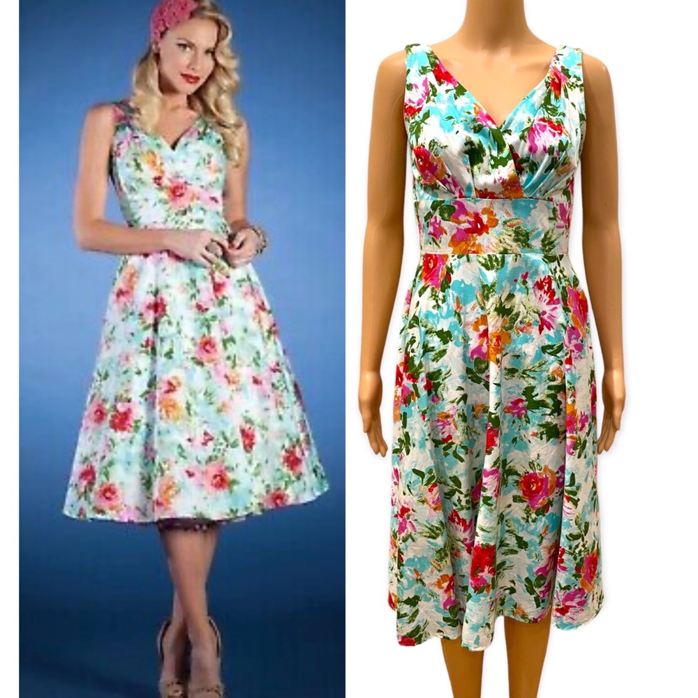 Stop Staring Sweet Dreams Flora Floral Watercolor Dress Retro size M